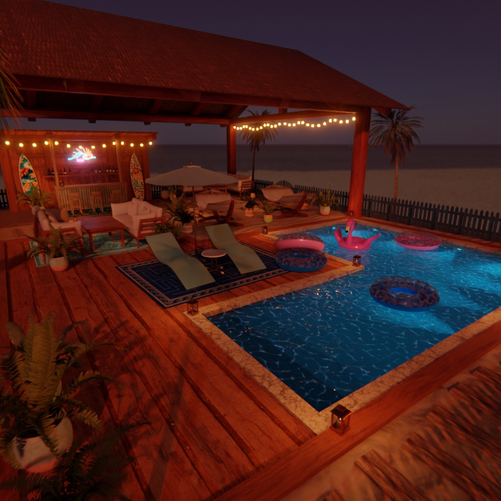 【Blender】ビーチリゾート ラウンジ Summer Paradise Lounge