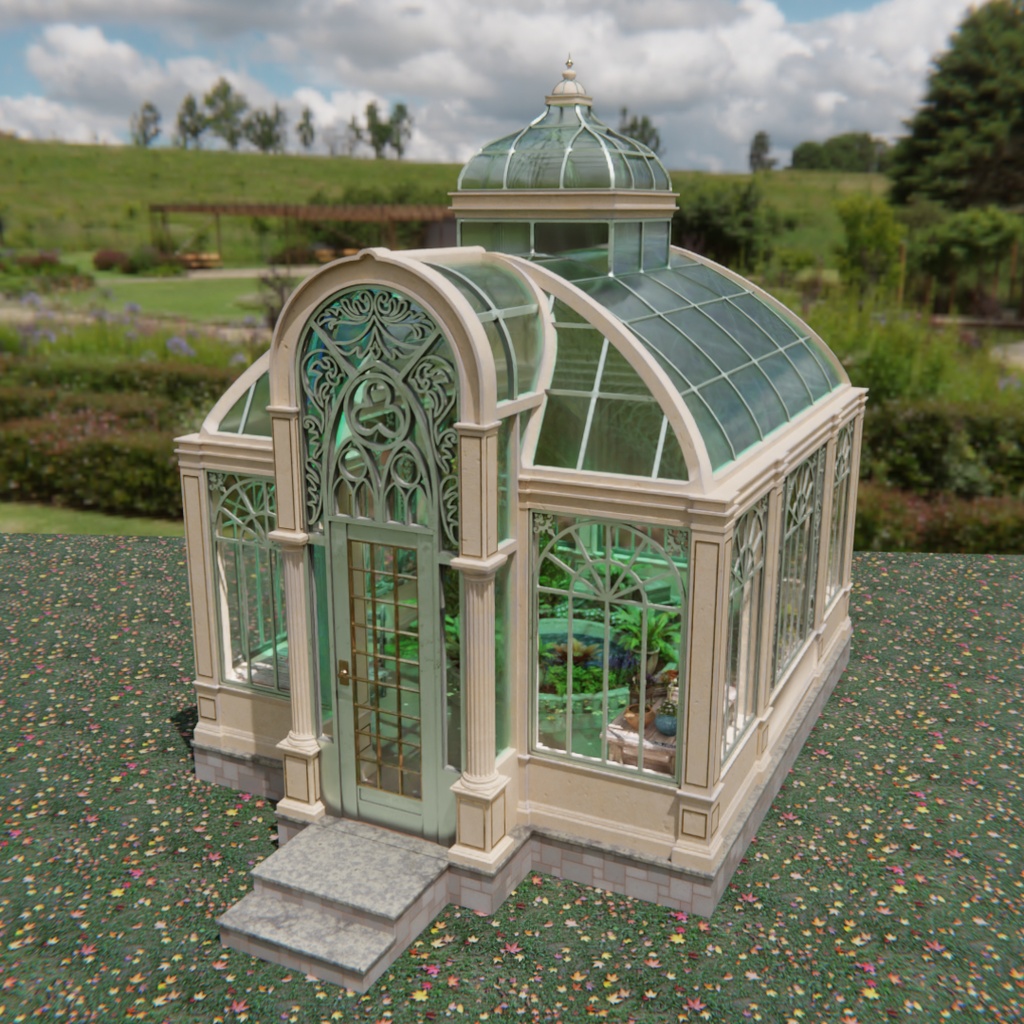 【Blender】クラシカルガラス温室 - Botanical Glass House