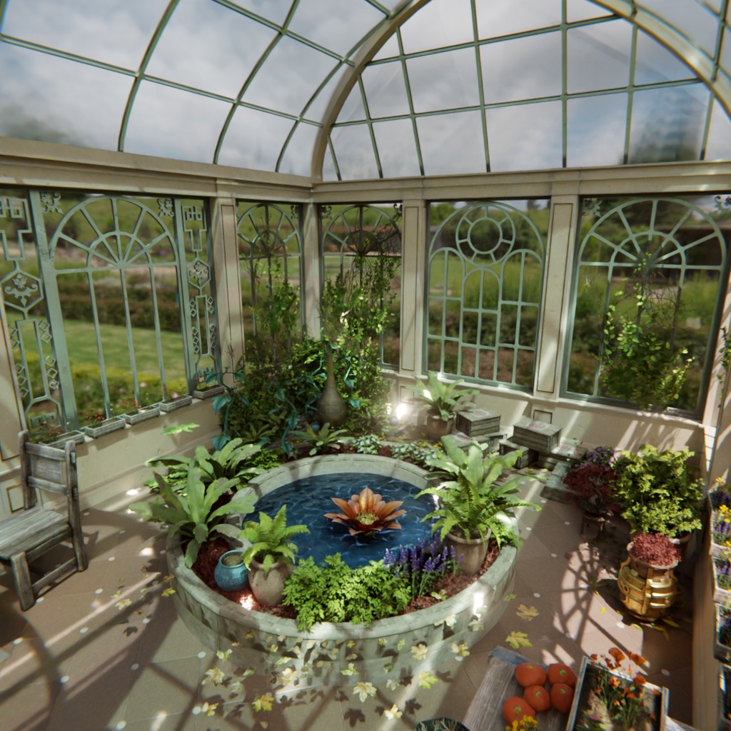 【Blender】クラシカルガラス温室 - Botanical Glass House
