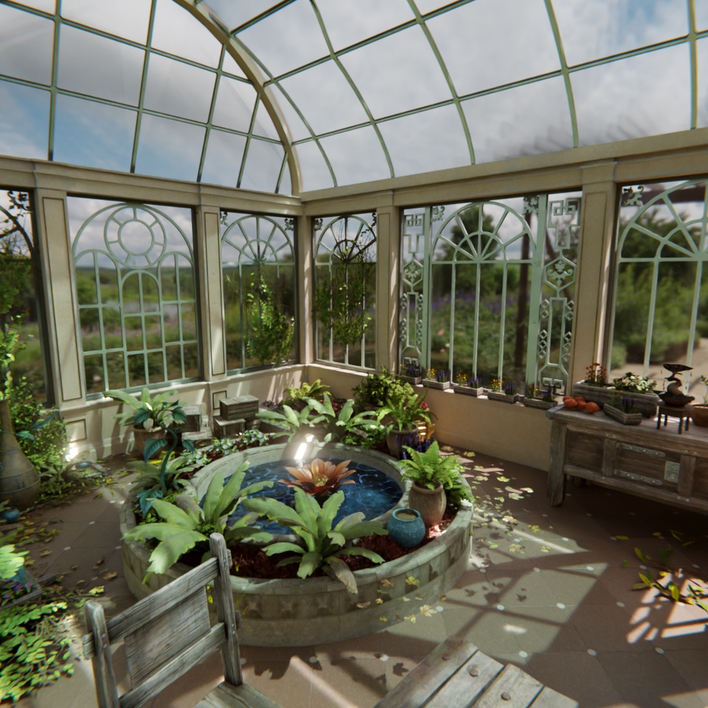 【Blender】クラシカルガラス温室 - Botanical Glass House
