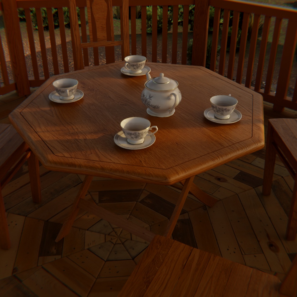 【Blender】 ひまわり畑のガゼボ Gazebo in a Sunflower Field