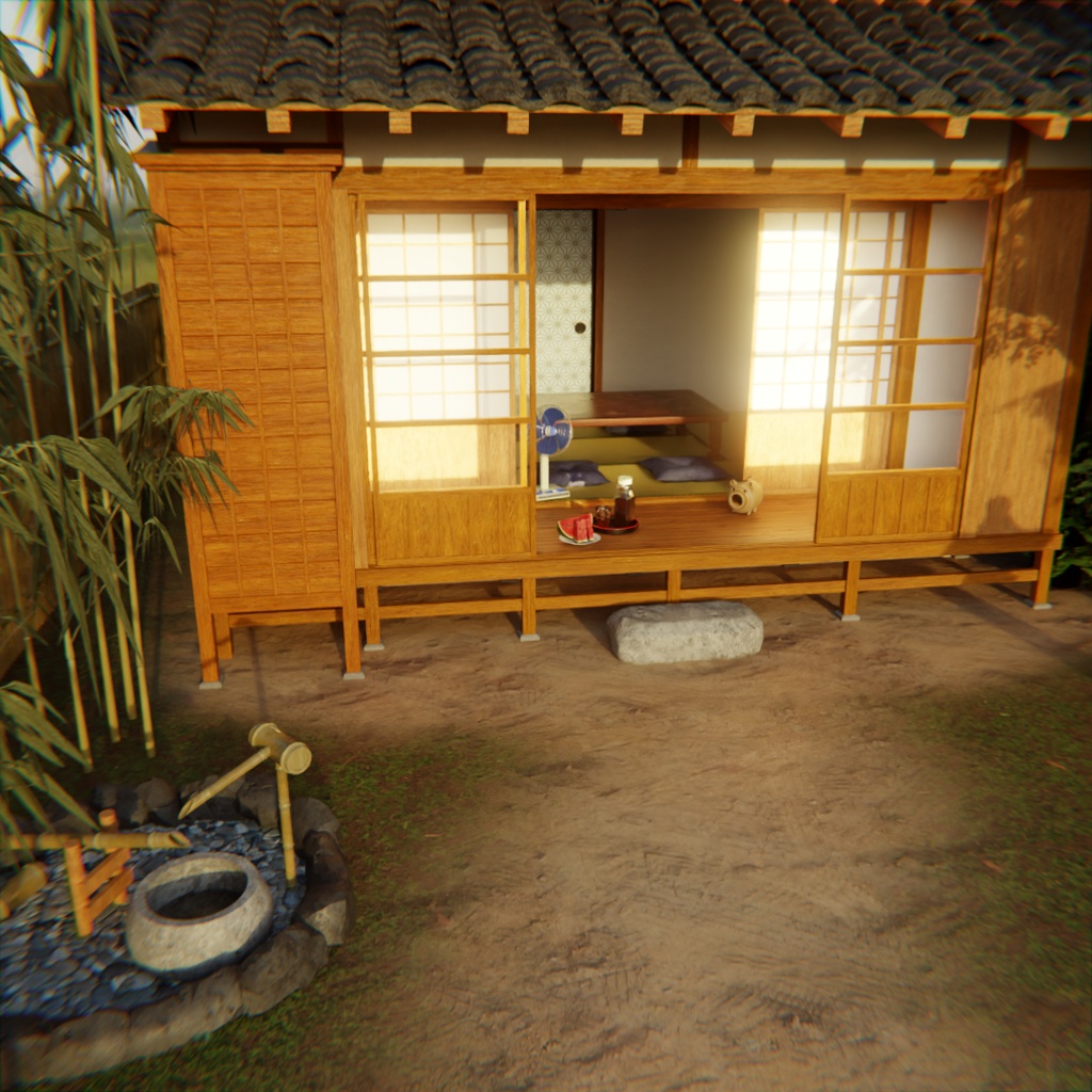 【Blender】田舎の縁側 Nostalgic Japanese Engawa