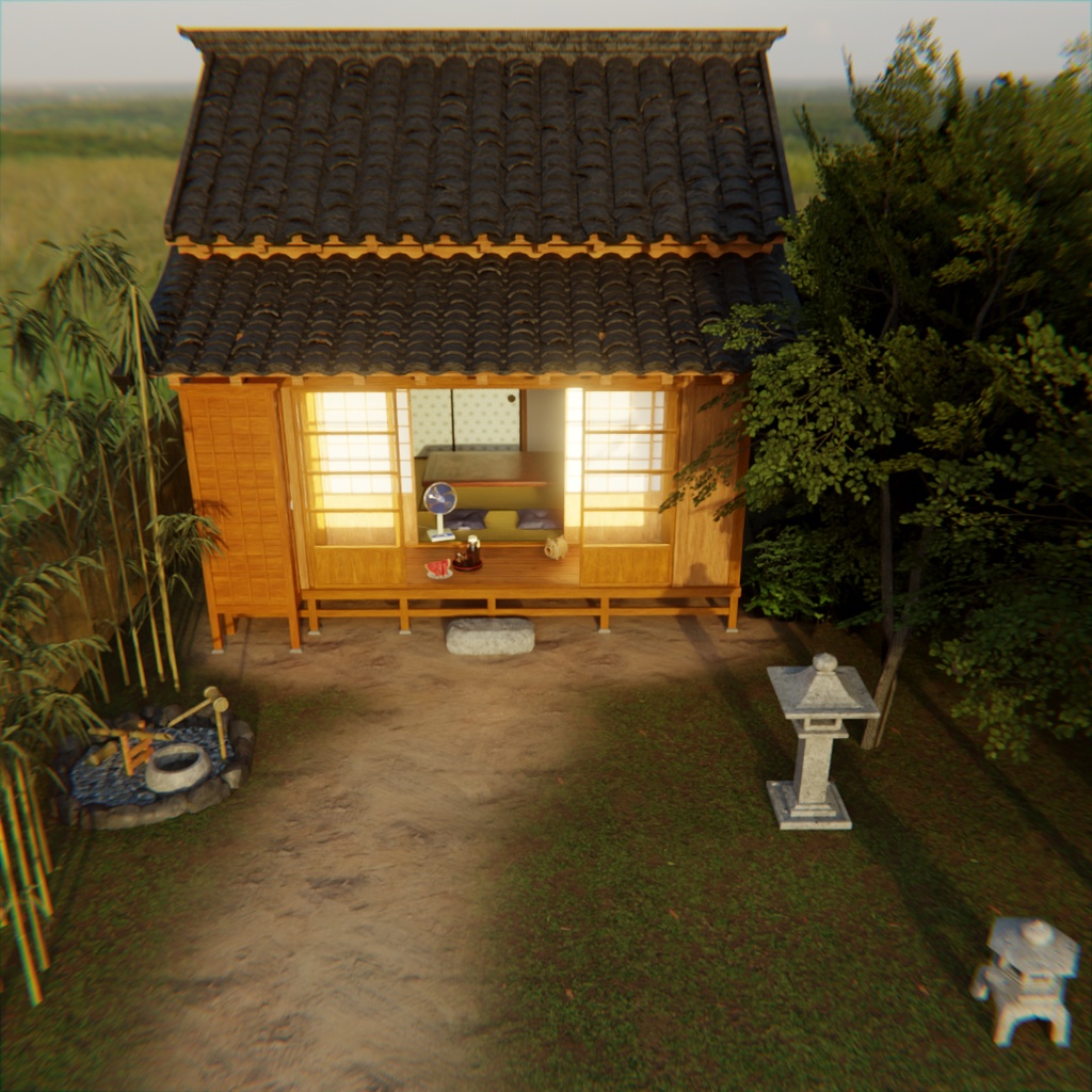 【Blender】田舎の縁側 Nostalgic Japanese Engawa