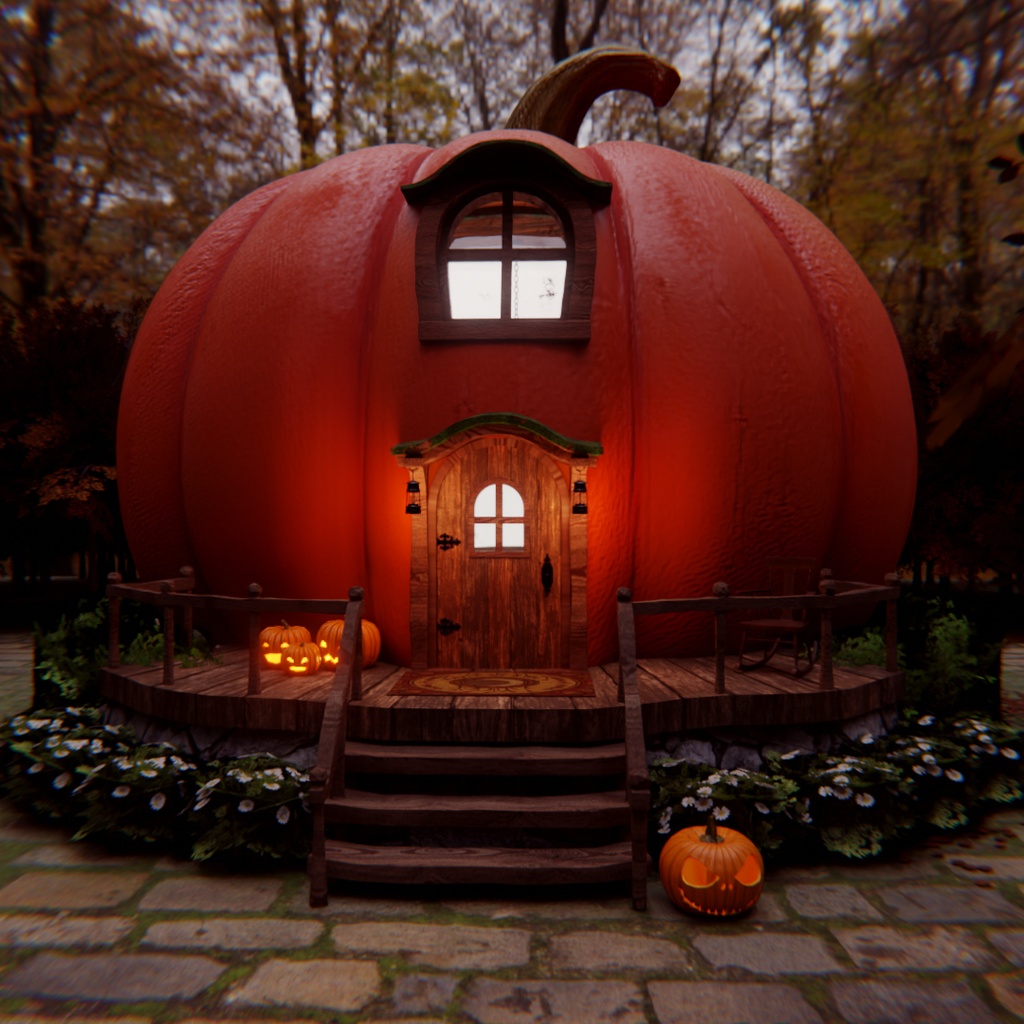 【Blender】ハロウィン・パンプキンハウス Halloween Pumpkin House