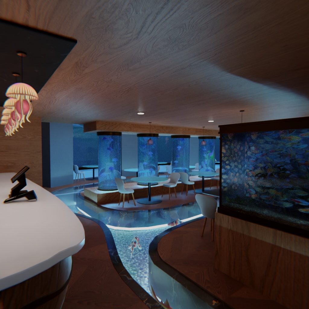 【Blender】幻想水族館カフェ Aquarium Café