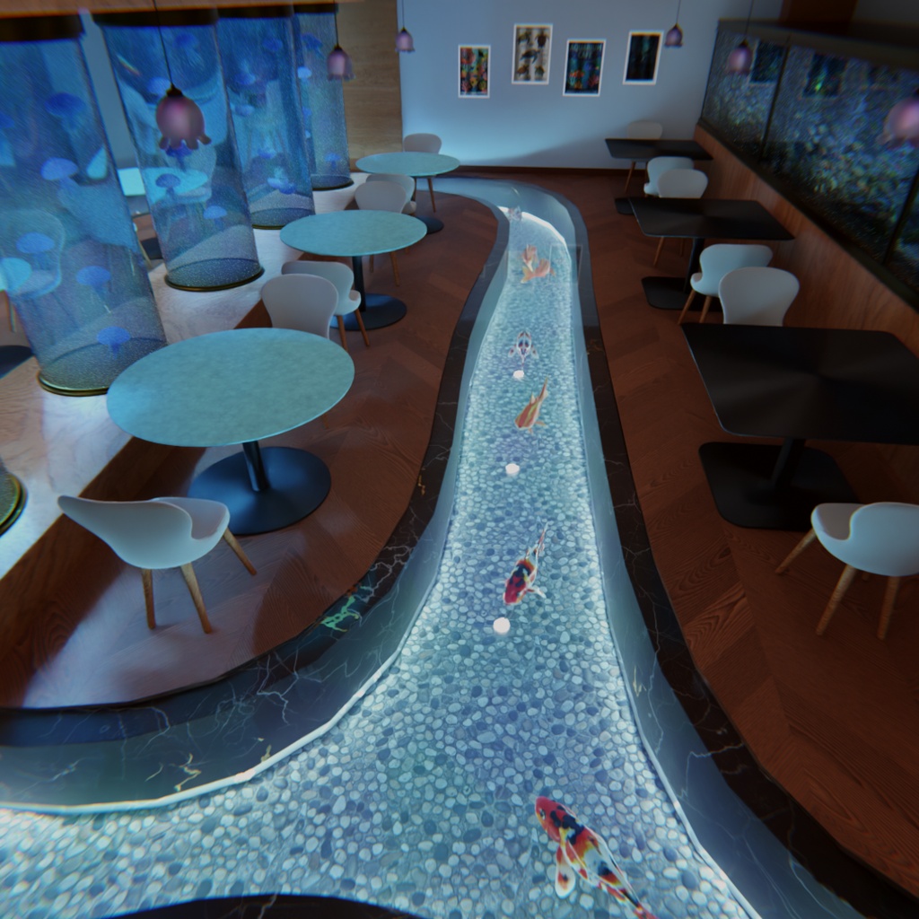 【Blender】幻想水族館カフェ Aquarium Café