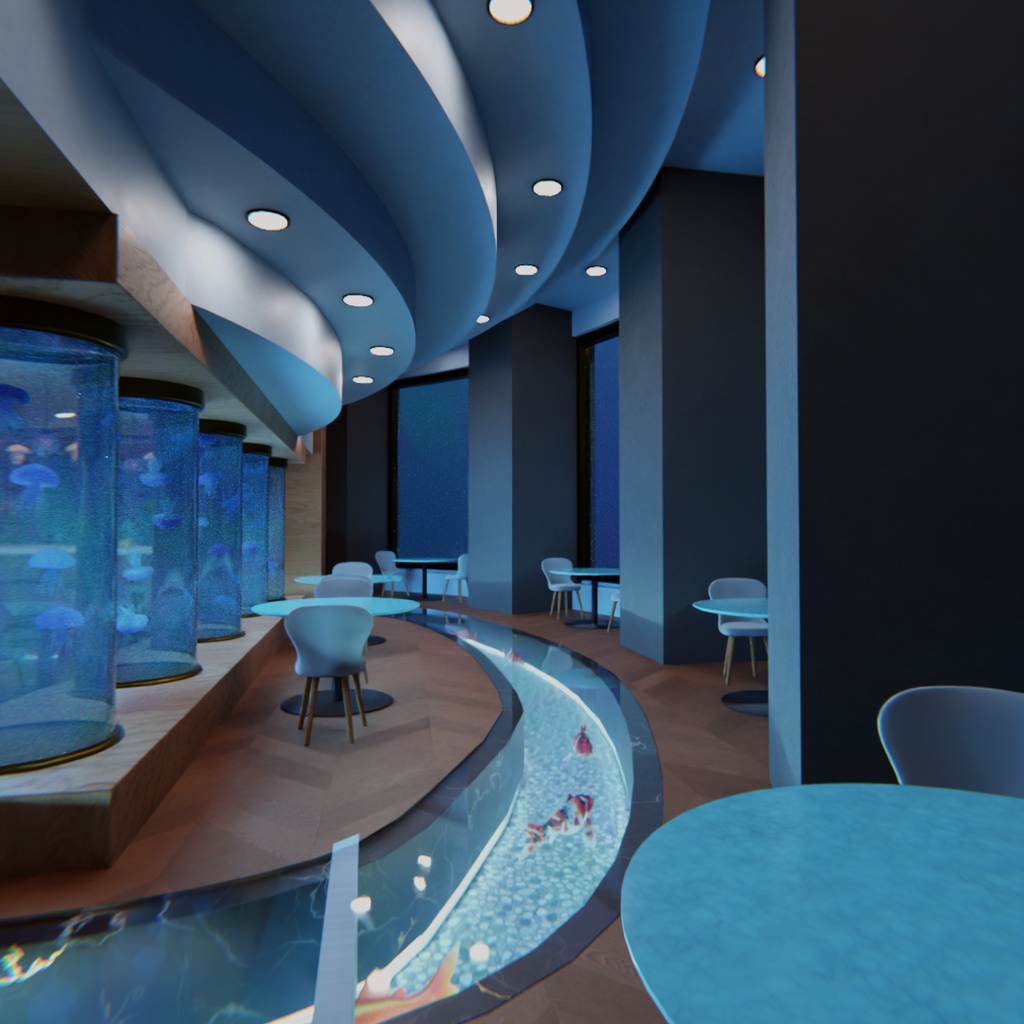 【Blender】幻想水族館カフェ Aquarium Café