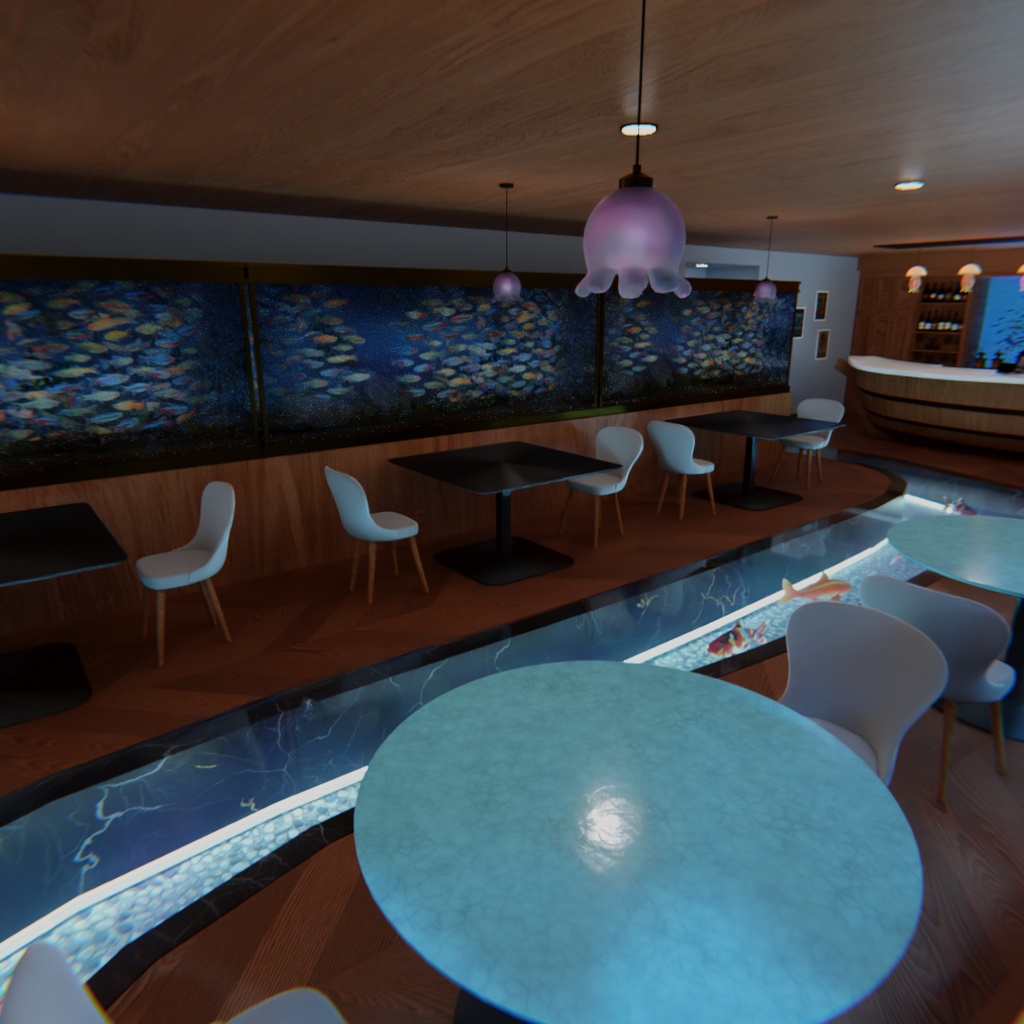 【Blender】幻想水族館カフェ Aquarium Café