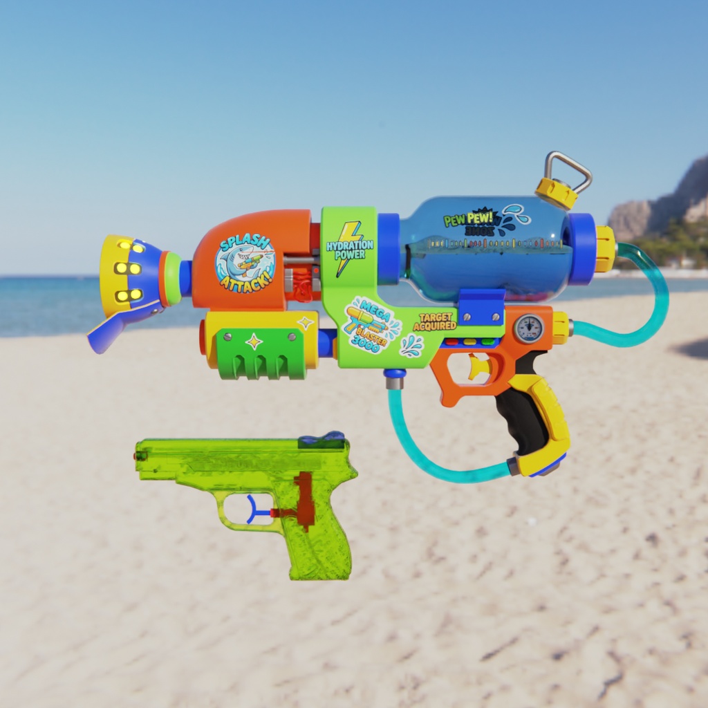 【Blender】SUMMER WATER GUNS 夏の水鉄砲 3Dモデル2種