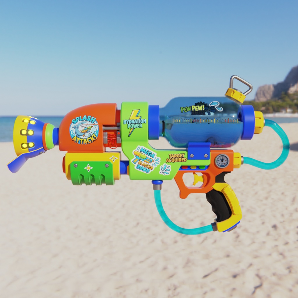 【Blender】SUMMER WATER GUNS 夏の水鉄砲 3Dモデル2種