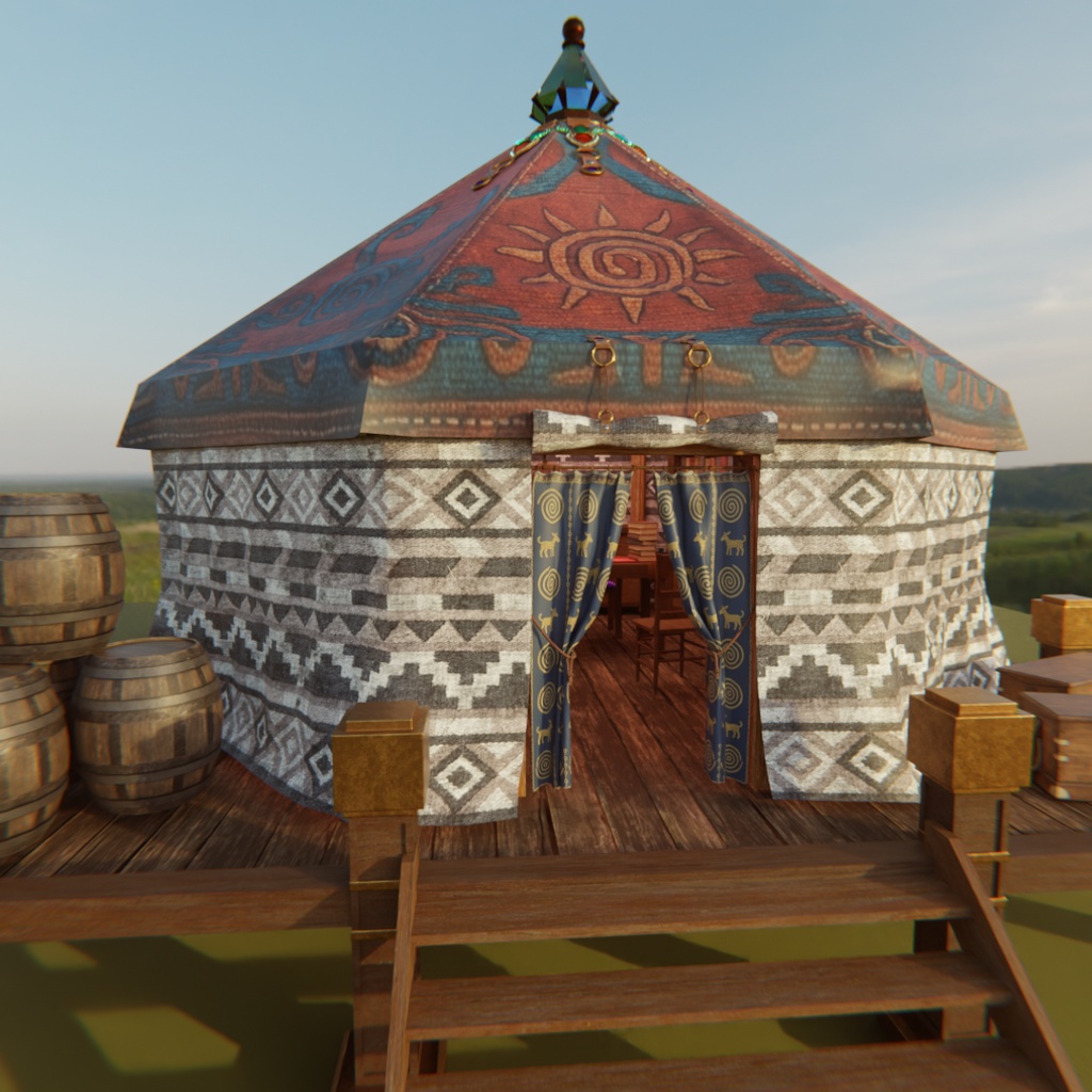 【Blender】遊牧民のファンタジーテント Fantasy Nomad Tent