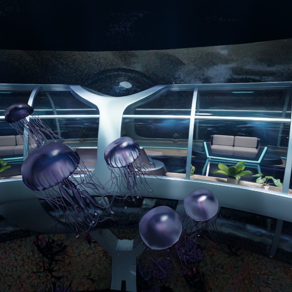 【Blender】水中リング型未来建築 Ocean Ring Habitat