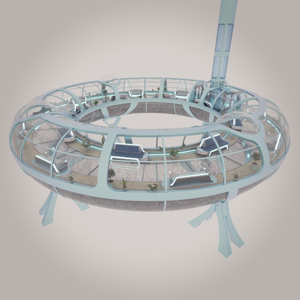 【Blender】水中リング型未来建築 Ocean Ring Habitat
