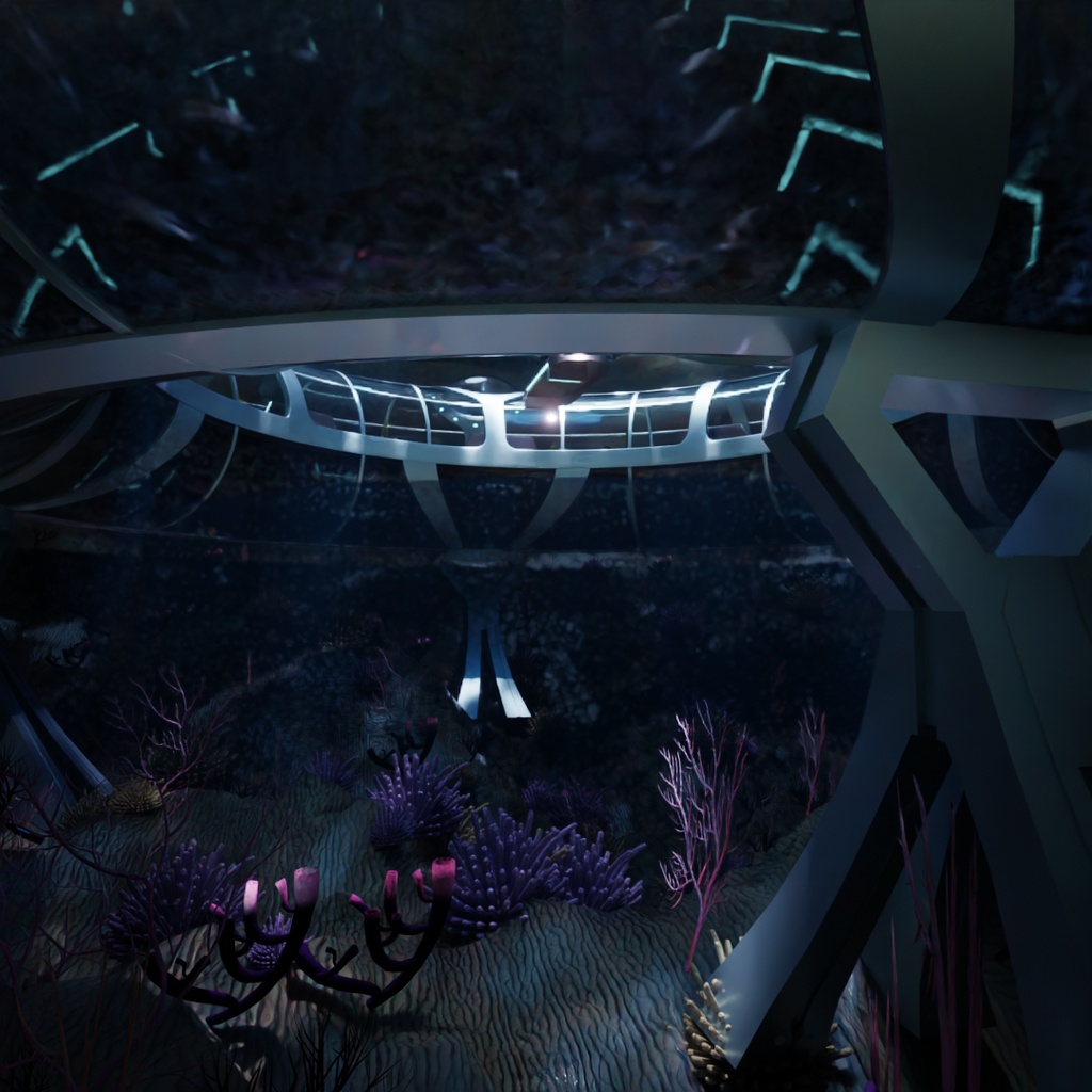 【Blender】水中リング型未来建築 Ocean Ring Habitat