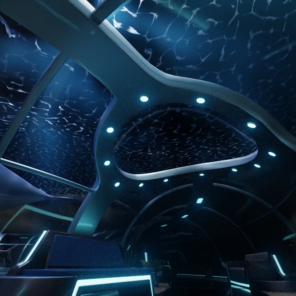 【Blender】水中リング型未来建築 Ocean Ring Habitat