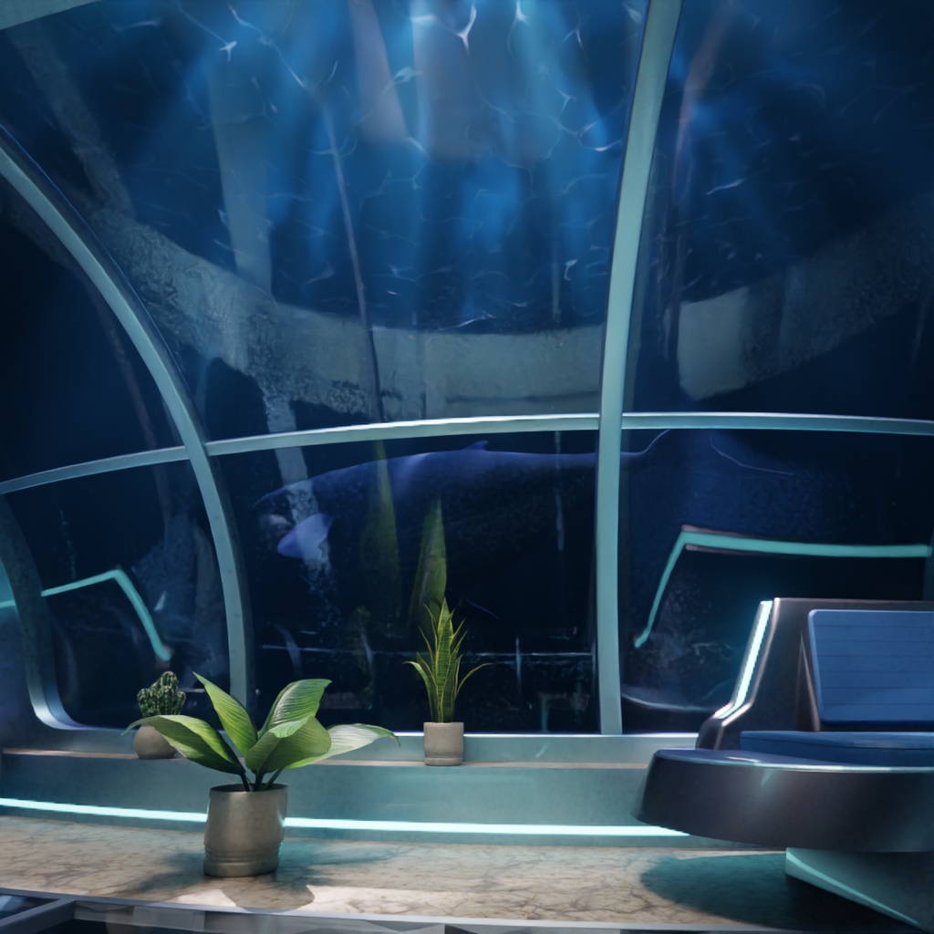 【Blender】水中リング型未来建築 Ocean Ring Habitat