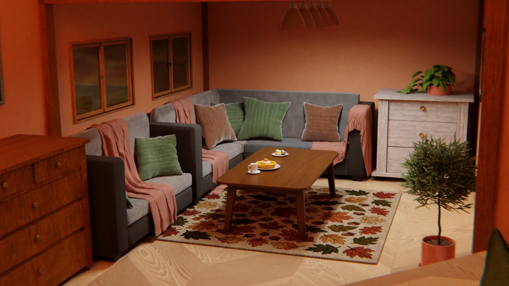 【Blender】秋灯るロフトルーム Autumn Cozy Loft