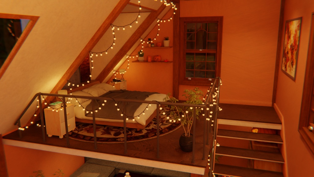 【Blender】秋灯るロフトルーム Autumn Cozy Loft