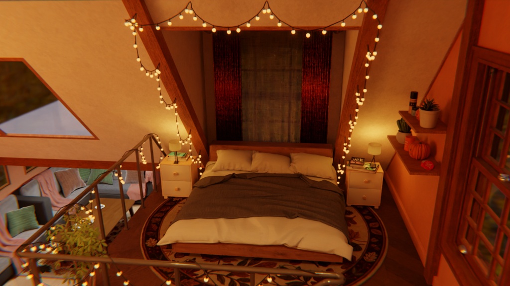 【Blender】秋灯るロフトルーム Autumn Cozy Loft