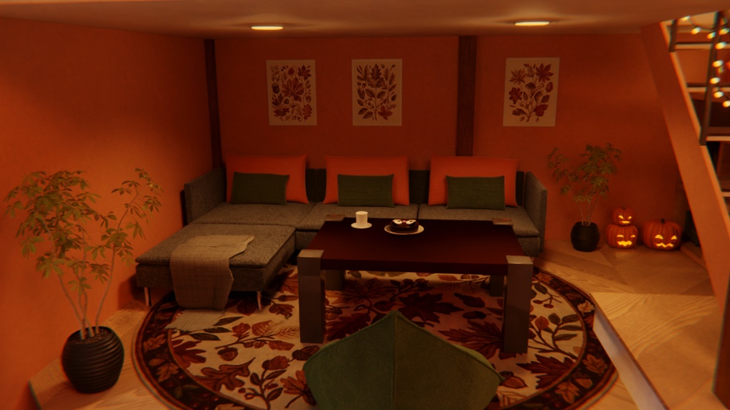 【Blender】秋灯るロフトルーム Autumn Cozy Loft