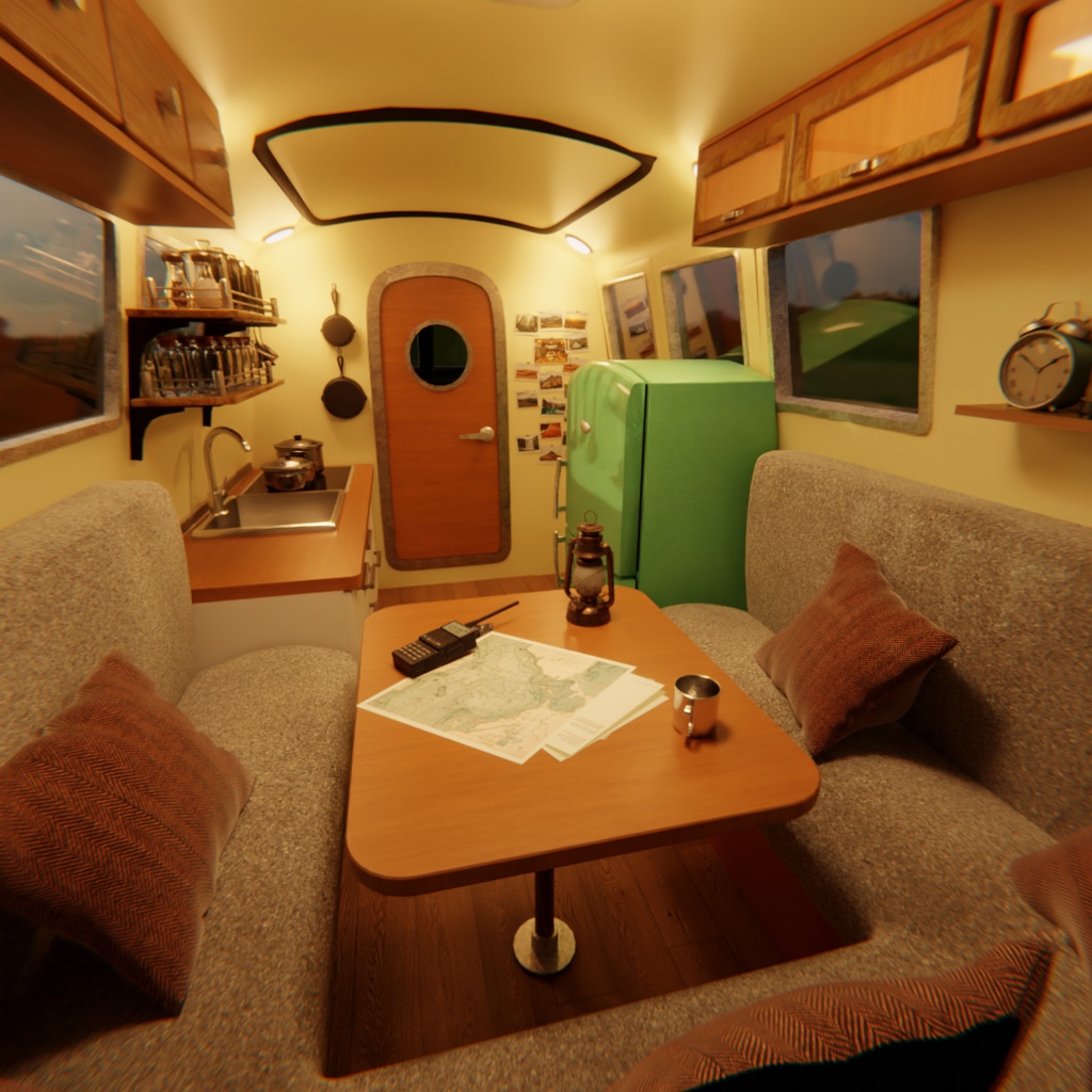 【Blender】レトロキャンピングカー Retro Camper Van