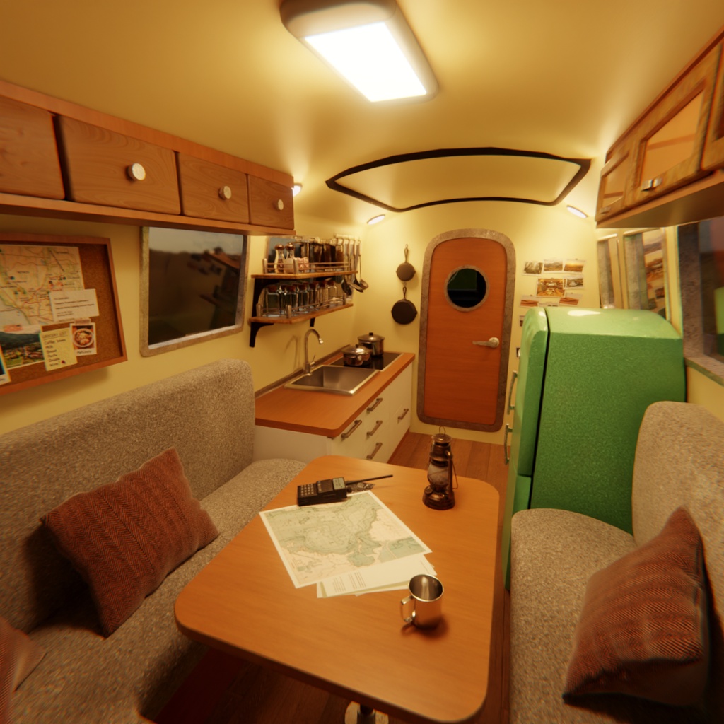 【Blender】レトロキャンピングカー Retro Camper Van