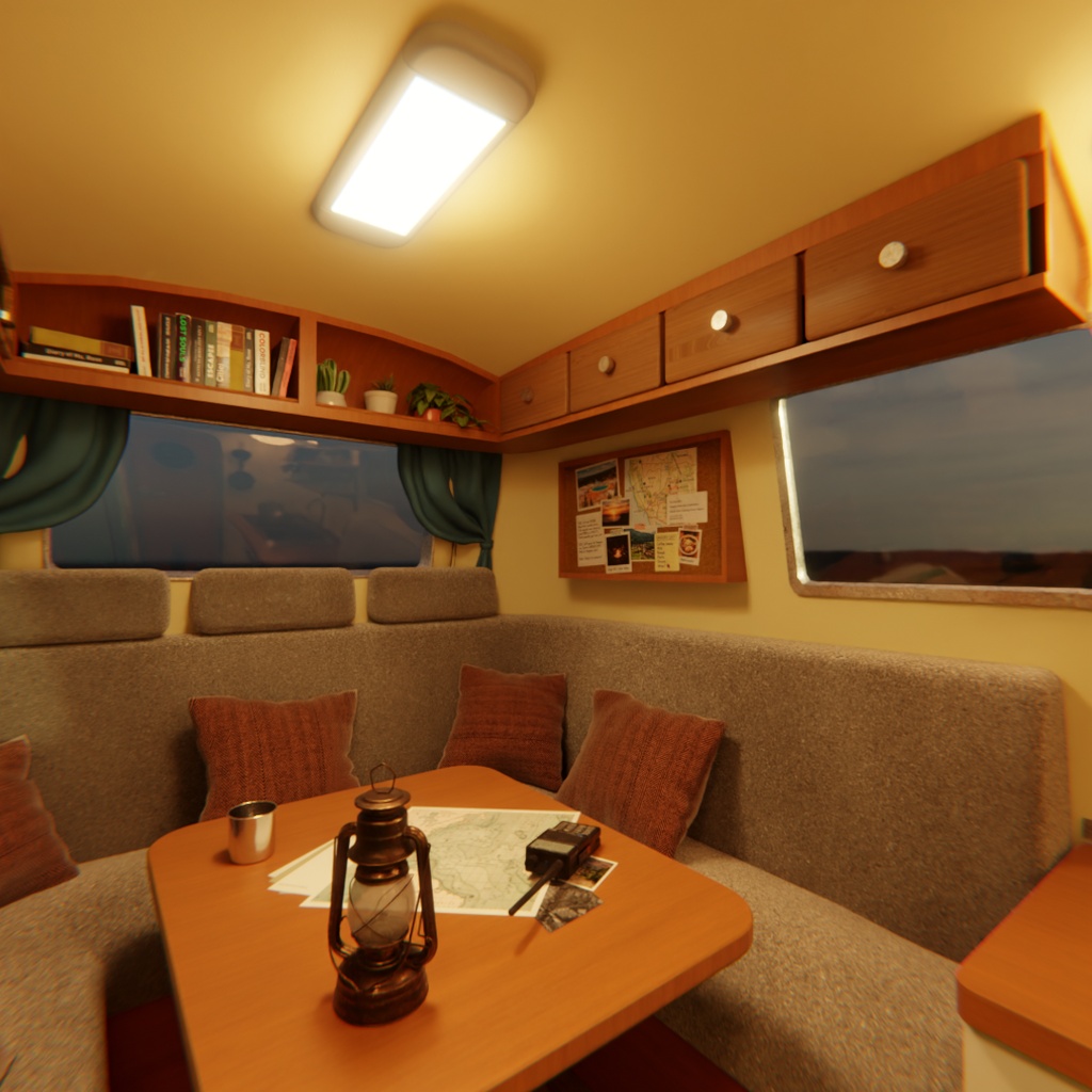 【Blender】レトロキャンピングカー Retro Camper Van