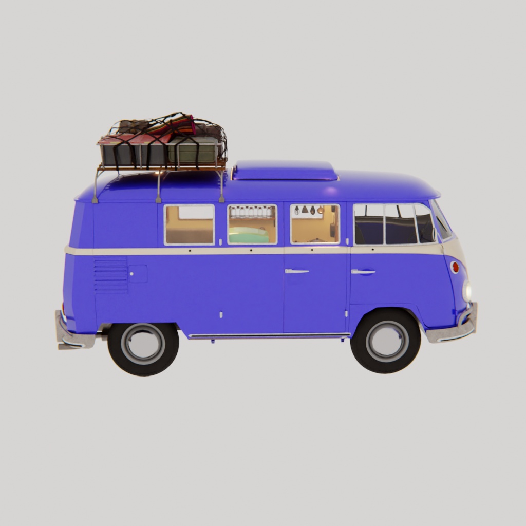 【Blender】レトロキャンピングカー Retro Camper Van