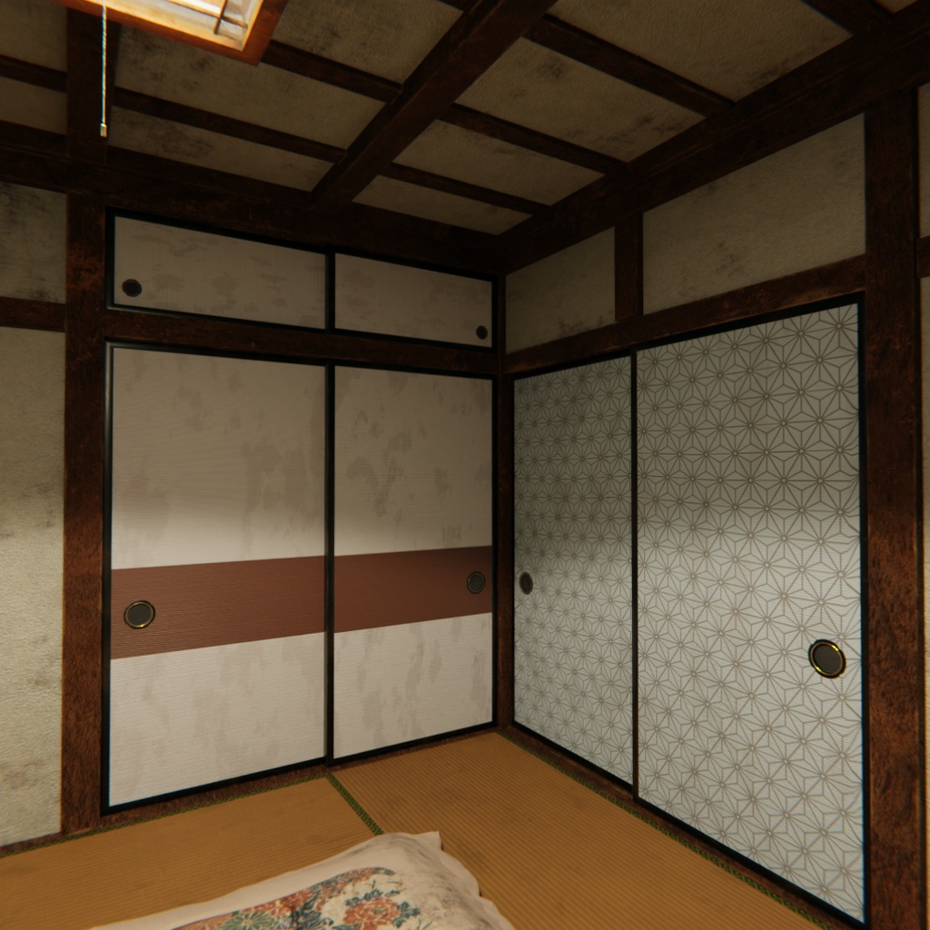 【Blender】昭和レトロな学生の部屋|懐かしい畳の下宿部屋 3Dモデル