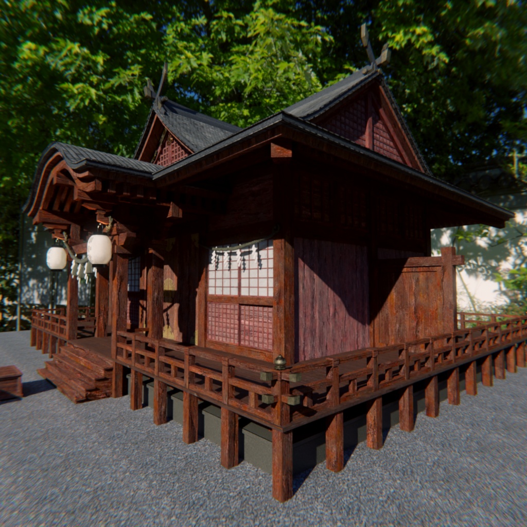 【Blender】和風神社