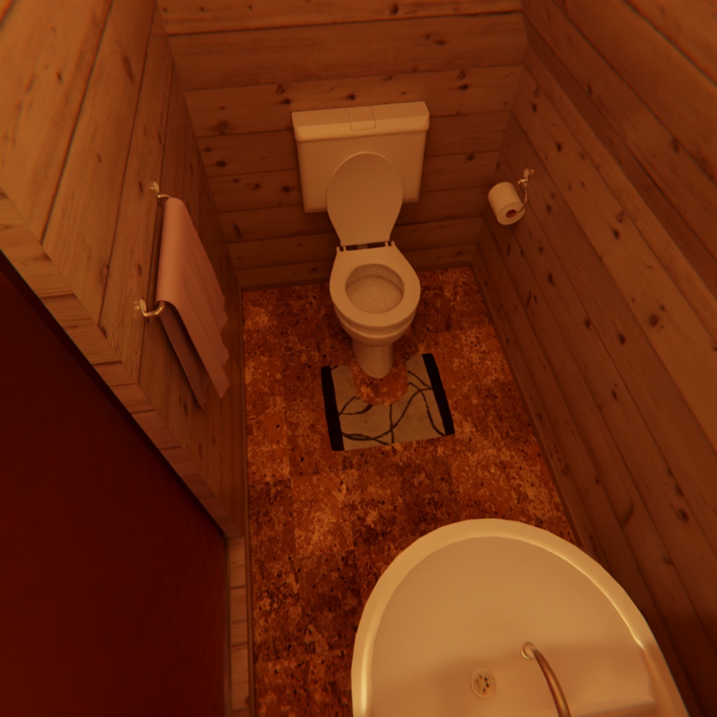 【Blender】三角屋根の温もりログハウス