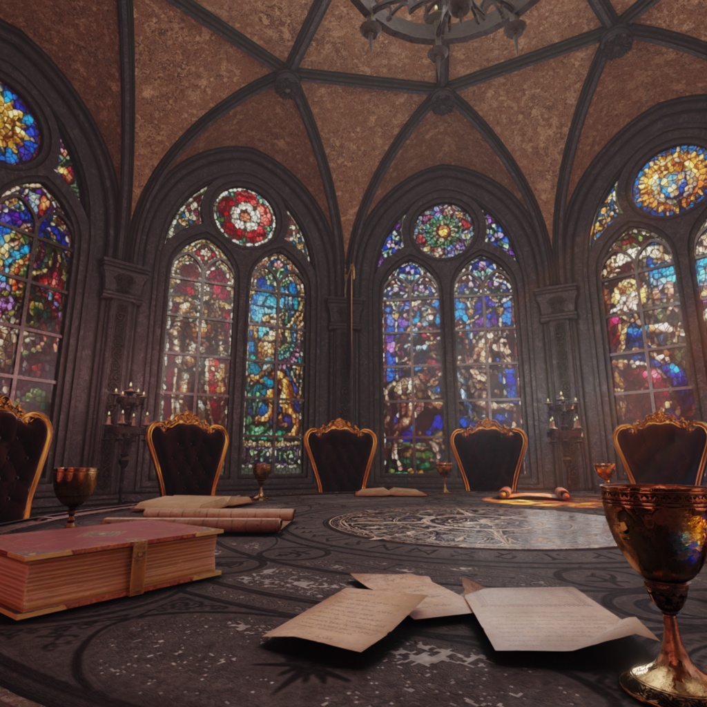 【Blender】 円卓の会議室『円卓の騎士の聖堂 - Round Table Hall -』
