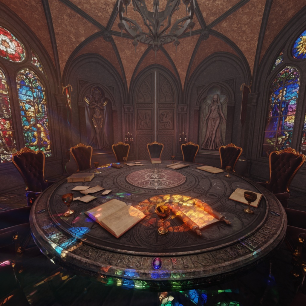 【Blender】 円卓の会議室『円卓の騎士の聖堂 - Round Table Hall -』