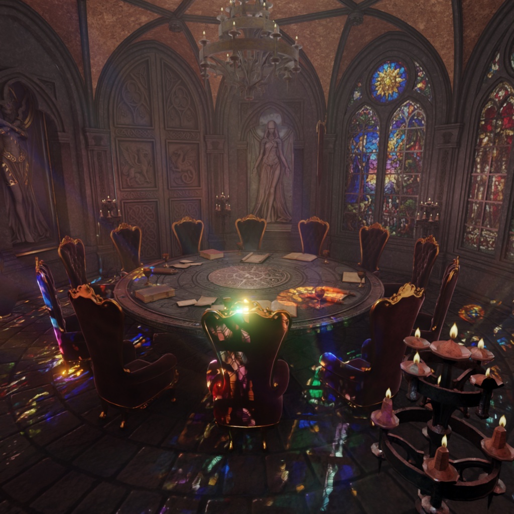 【Blender】 円卓の会議室『円卓の騎士の聖堂 - Round Table Hall -』