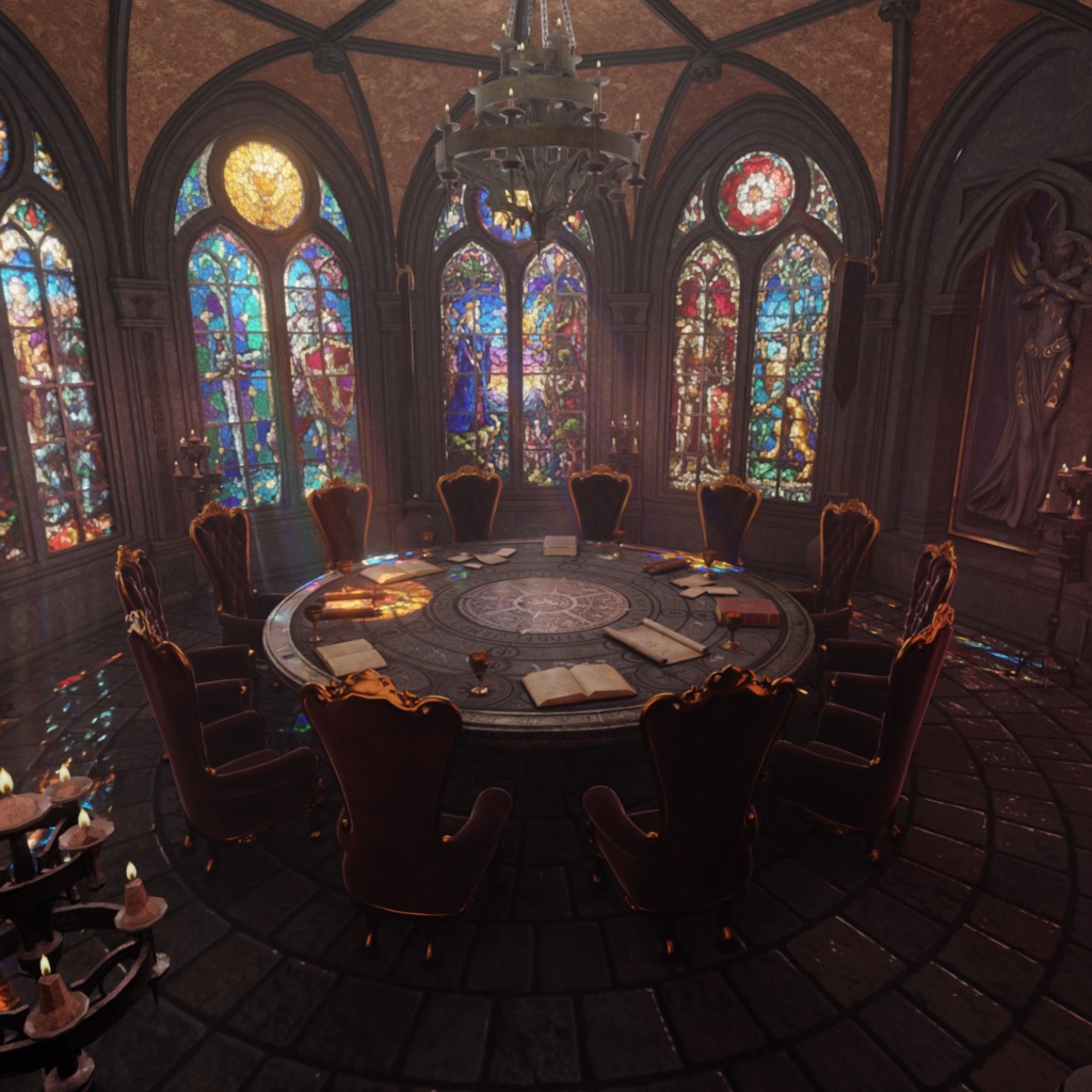 【Blender】 円卓の会議室『円卓の騎士の聖堂 - Round Table Hall -』