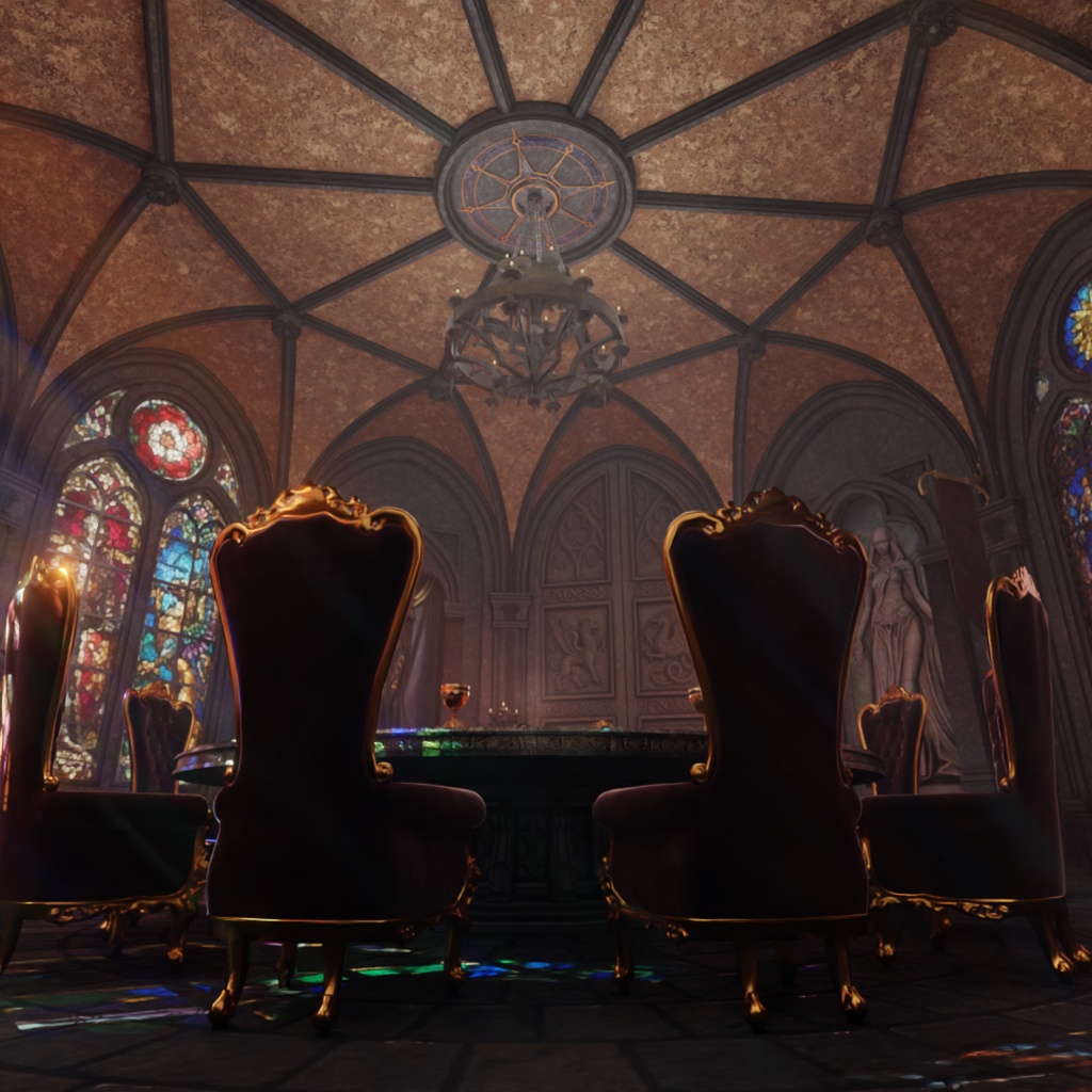 【Blender】 円卓の会議室『円卓の騎士の聖堂 - Round Table Hall -』