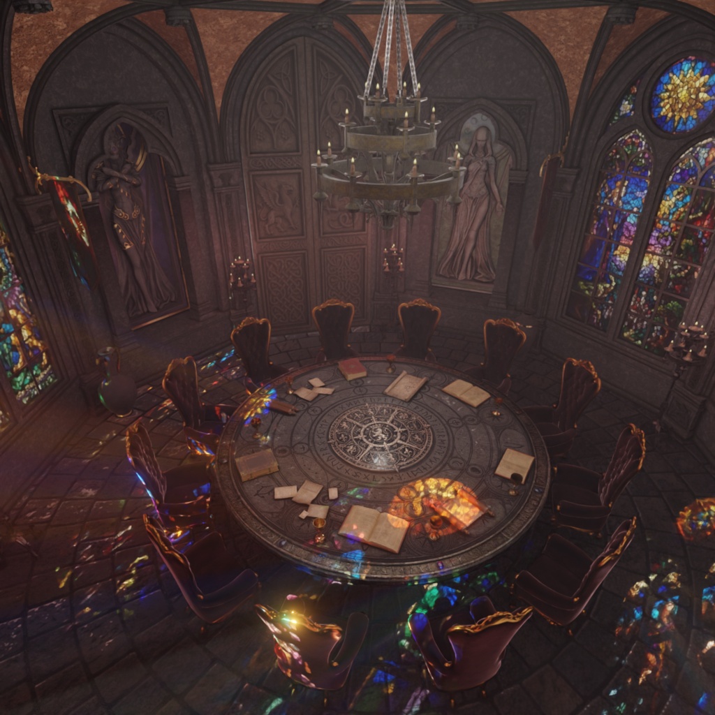 【Blender】 円卓の会議室『円卓の騎士の聖堂 - Round Table Hall -』