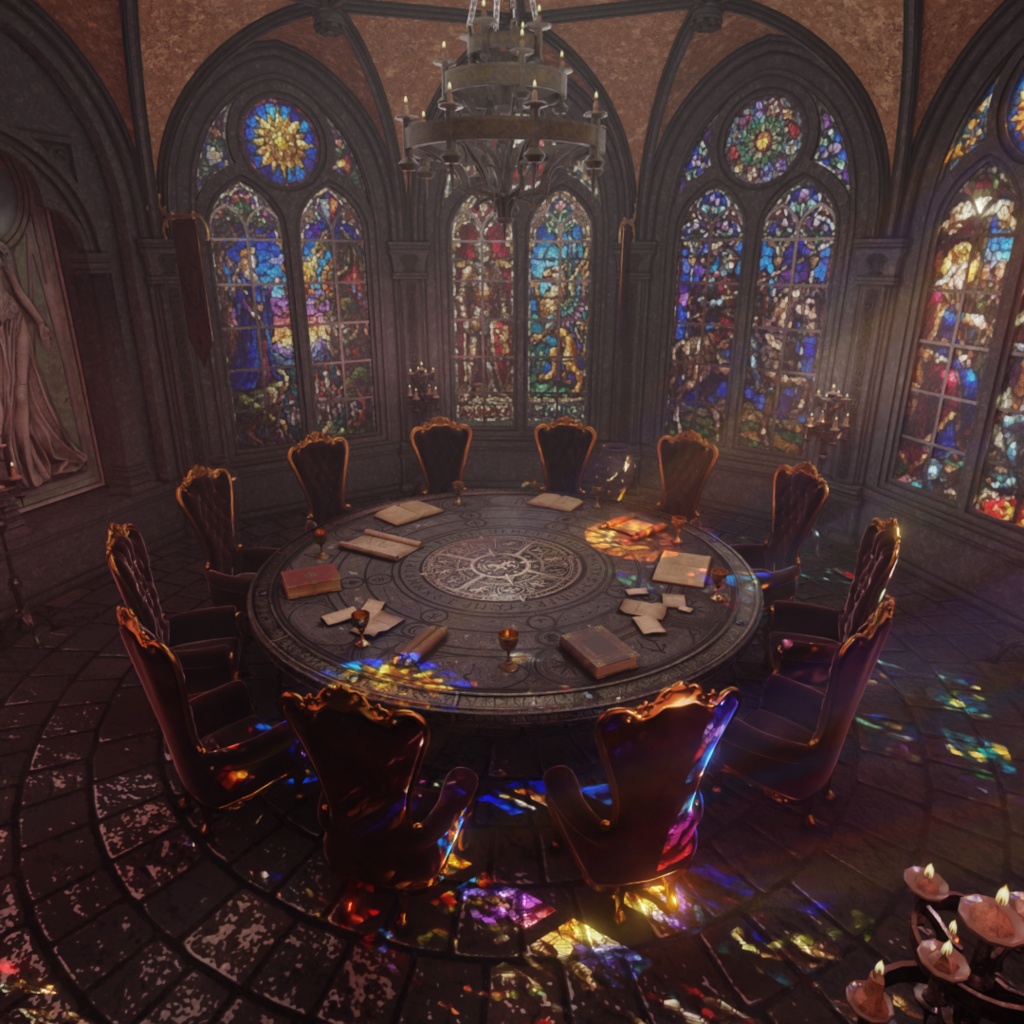 【Blender】 円卓の会議室『円卓の騎士の聖堂 - Round Table Hall -』