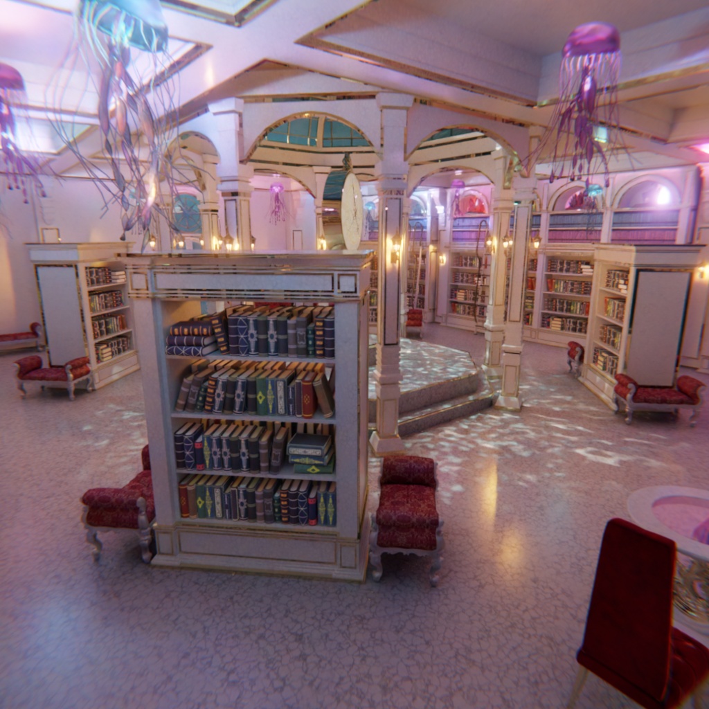 【Blender】 深海に眠る幻想図書館 - The Lost Library of the Deep -