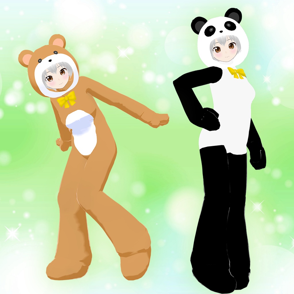 【パンダ&クマ】ファンシーどうぶつキグルミ2【VRoid用衣装】