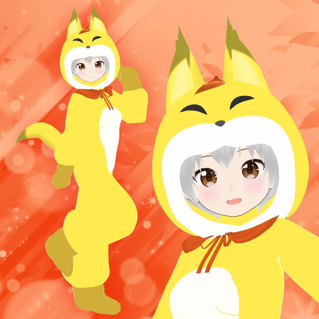 【きつね&たぬき】ファンシーどうぶつキグルミ6【VRoid用衣装】