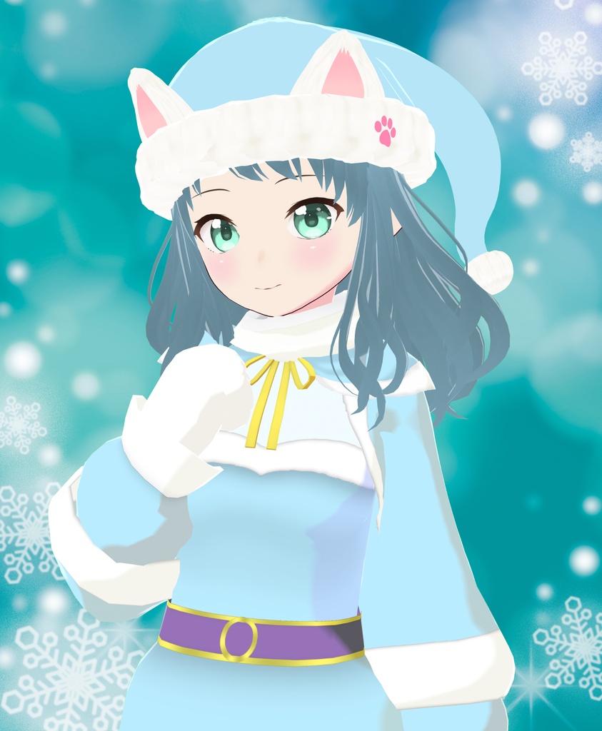 【VRoid用衣装&アバター】ねこサンタ全身セット