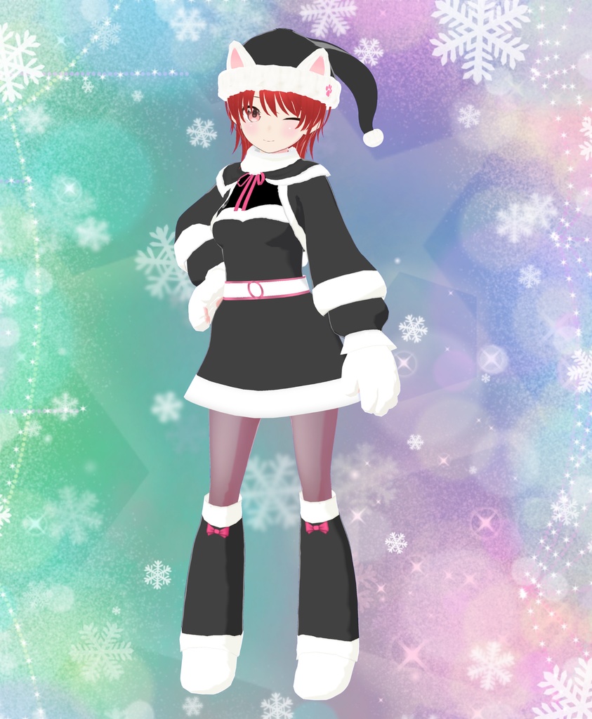【VRoid用衣装&アバター】ねこサンタ全身セット