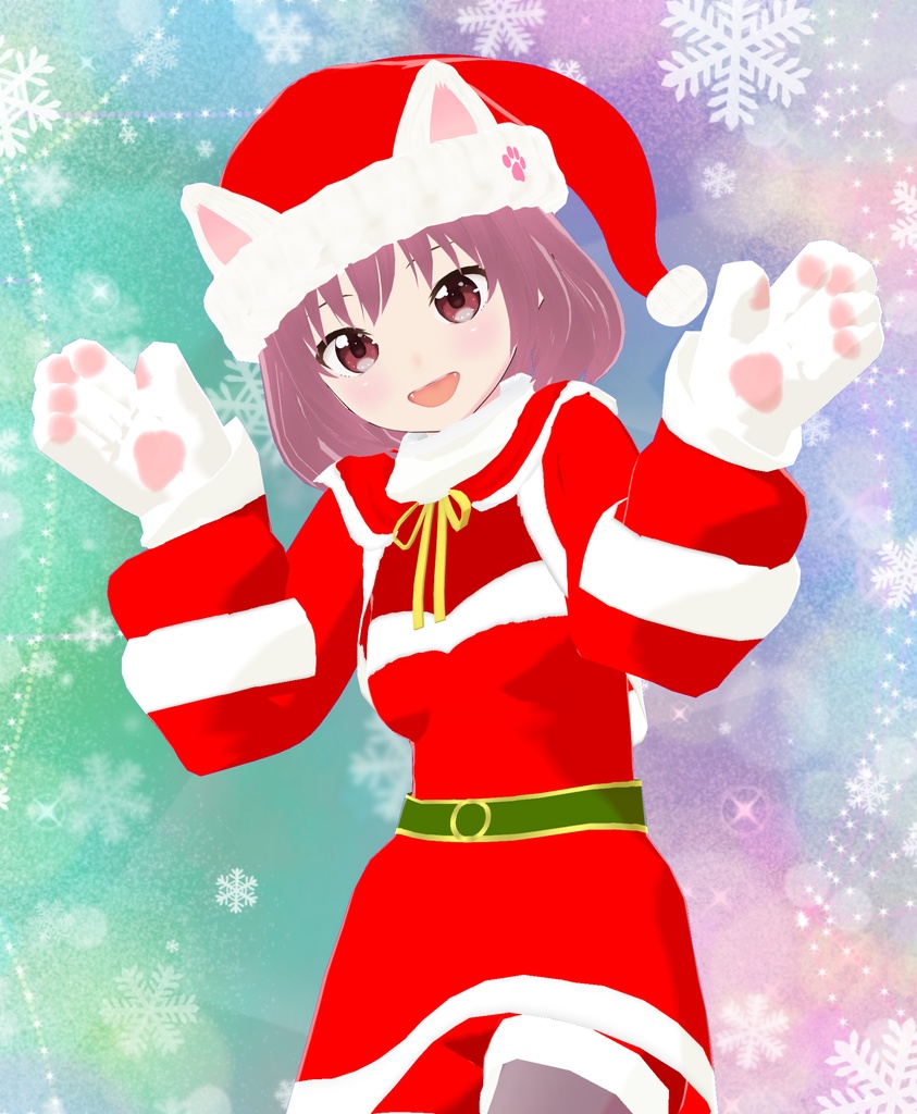 【VRoid用衣装&アバター】ねこサンタ全身セット