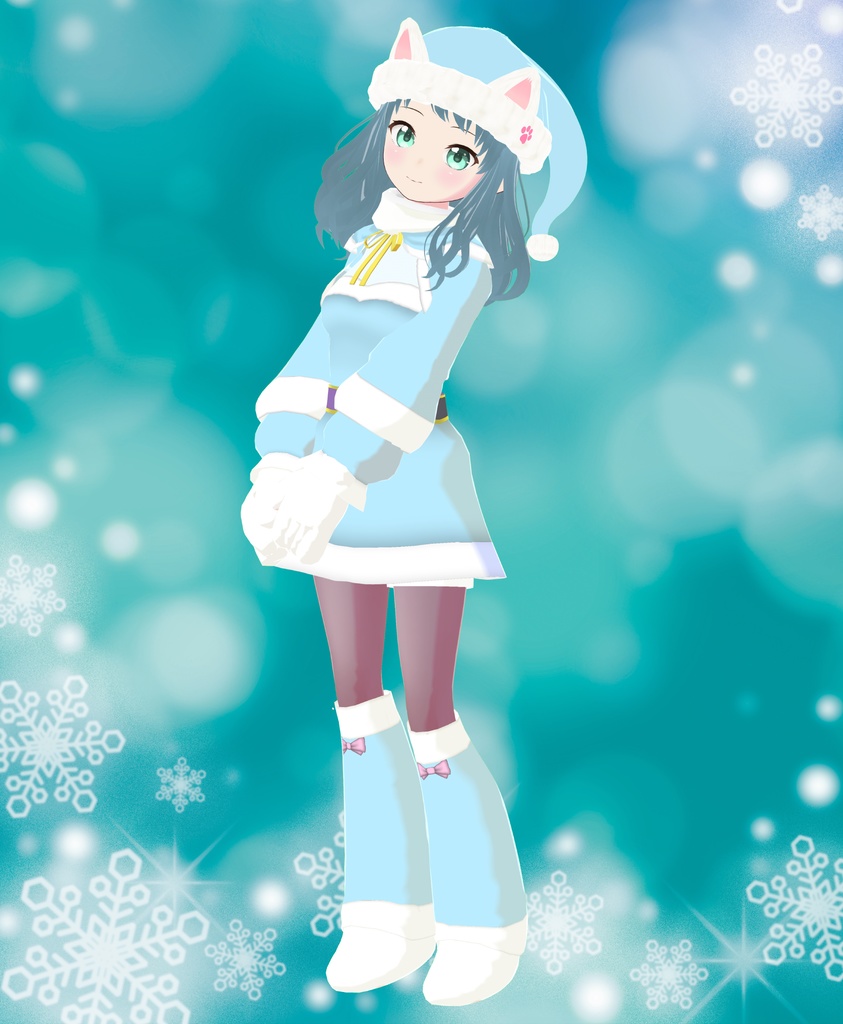 【VRoid用衣装&アバター】ねこサンタ全身セット