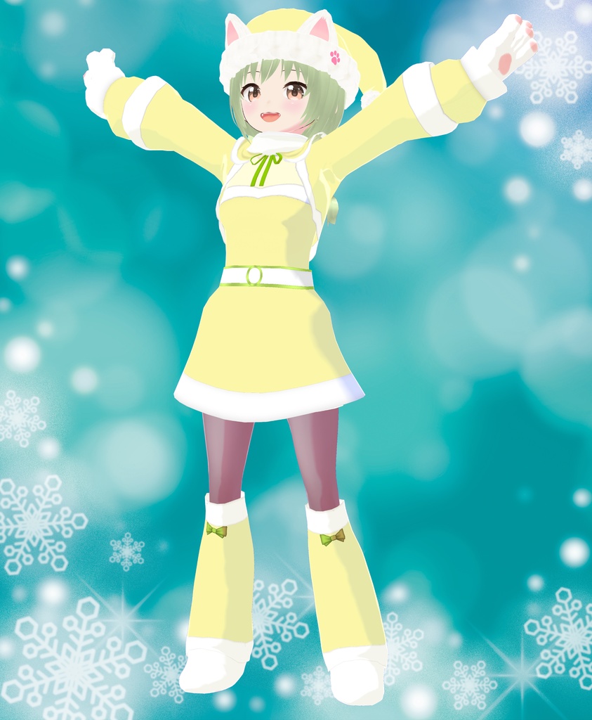 【VRoid用衣装&アバター】ねこサンタ全身セット