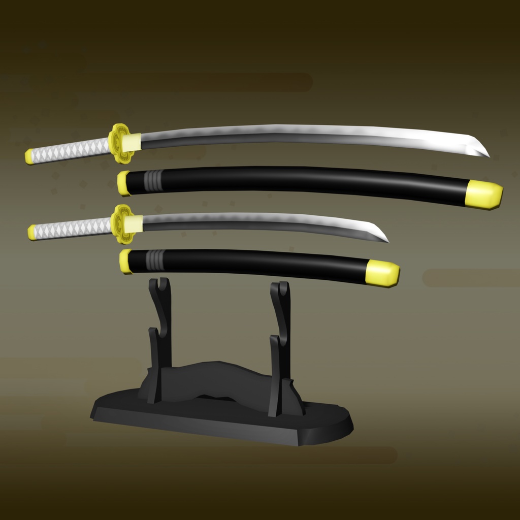 【3Dモデル】日本刀セット【太刀・脇差・飾り台】