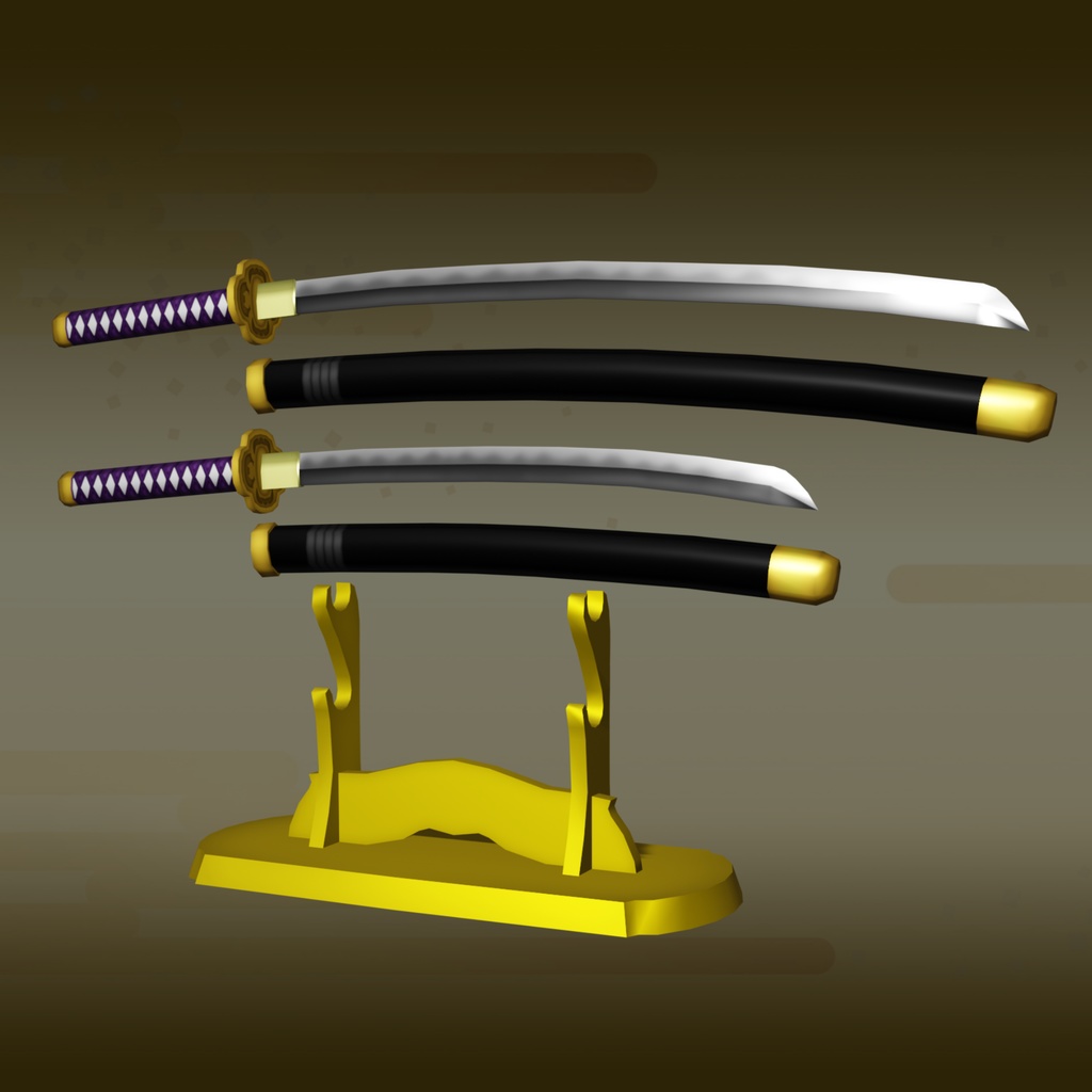 【3Dモデル】日本刀セット【太刀・脇差・飾り台】