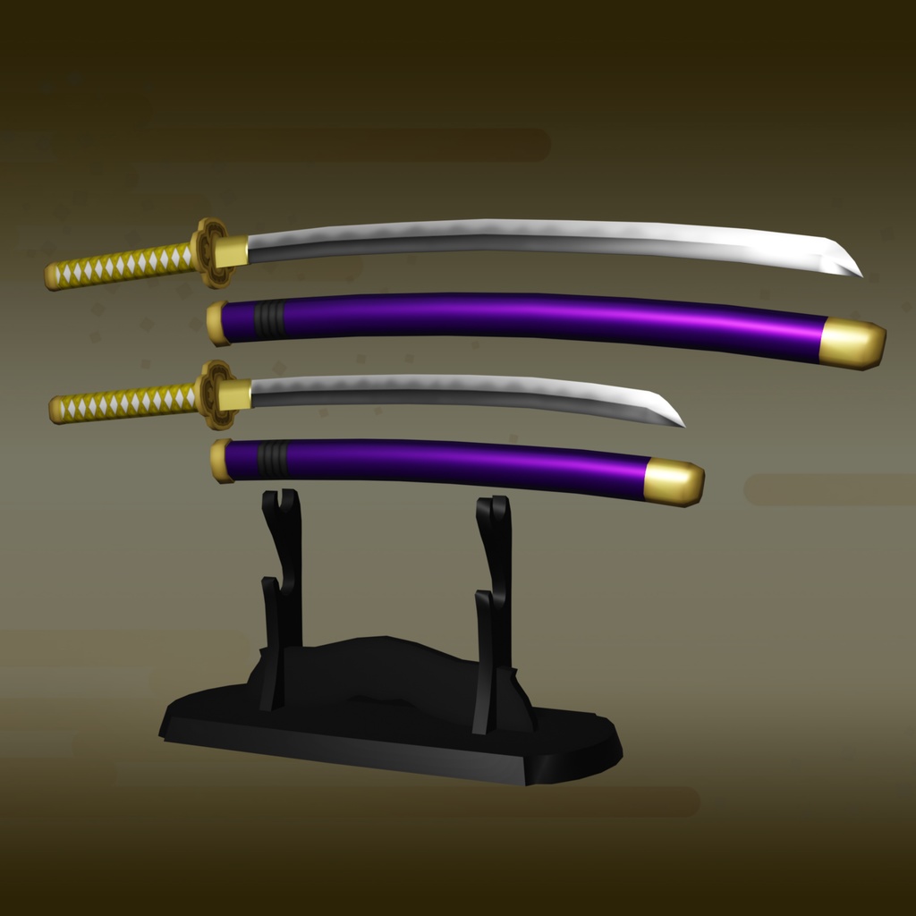 【3Dモデル】日本刀セット【太刀・脇差・飾り台】