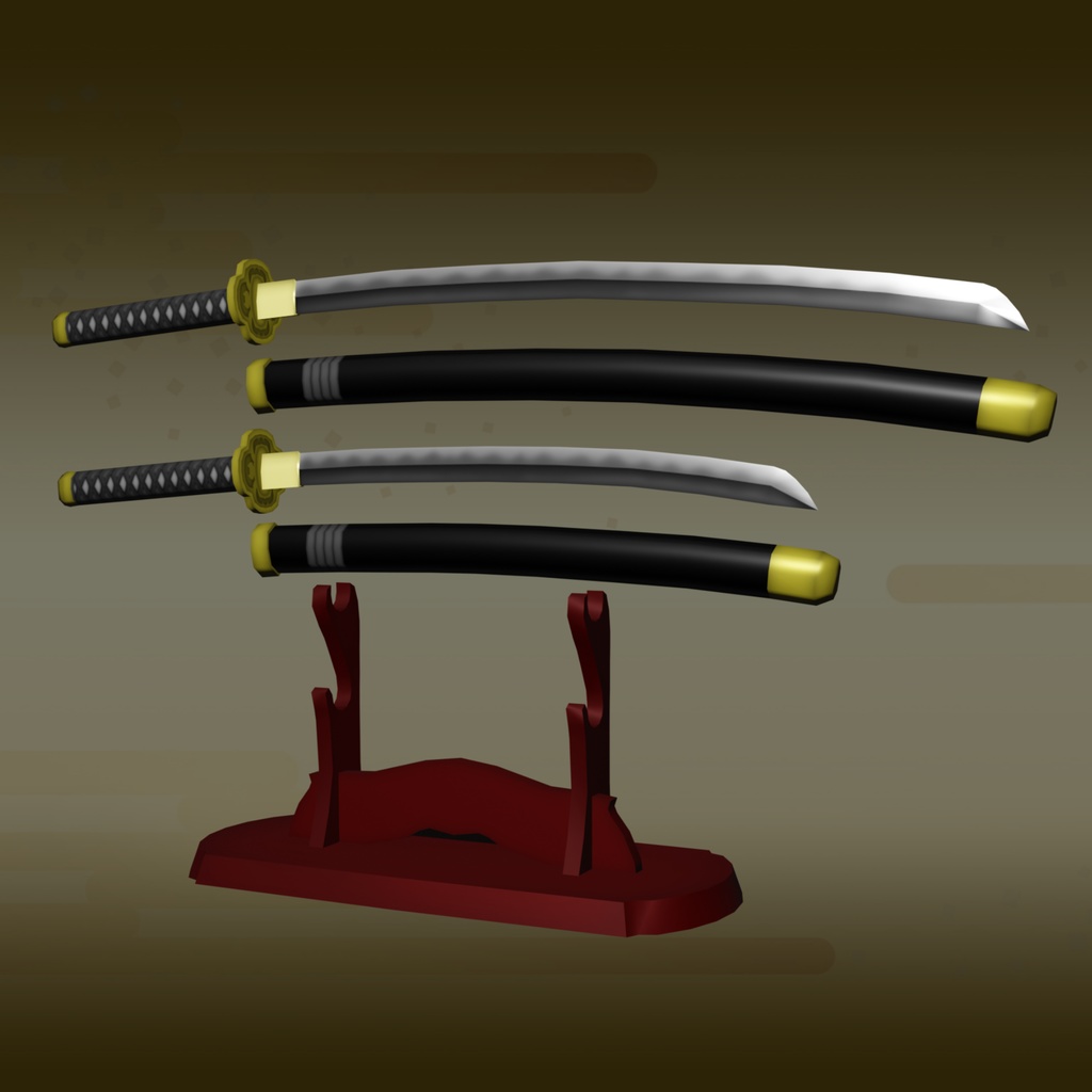 【3Dモデル】日本刀セット【太刀・脇差・飾り台】